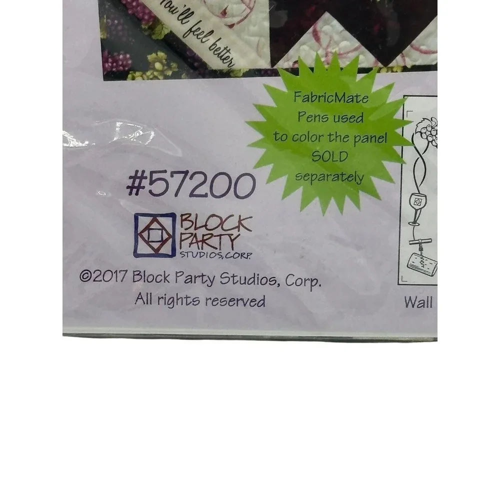 Wine A Bit Wall Hanging Pattern and Printed Panel Block Party‎ Studios Inc